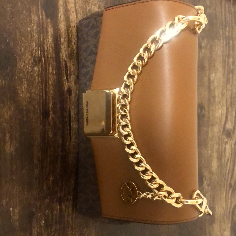Michael Kors lita small two-tone logo and leather crossbody bag